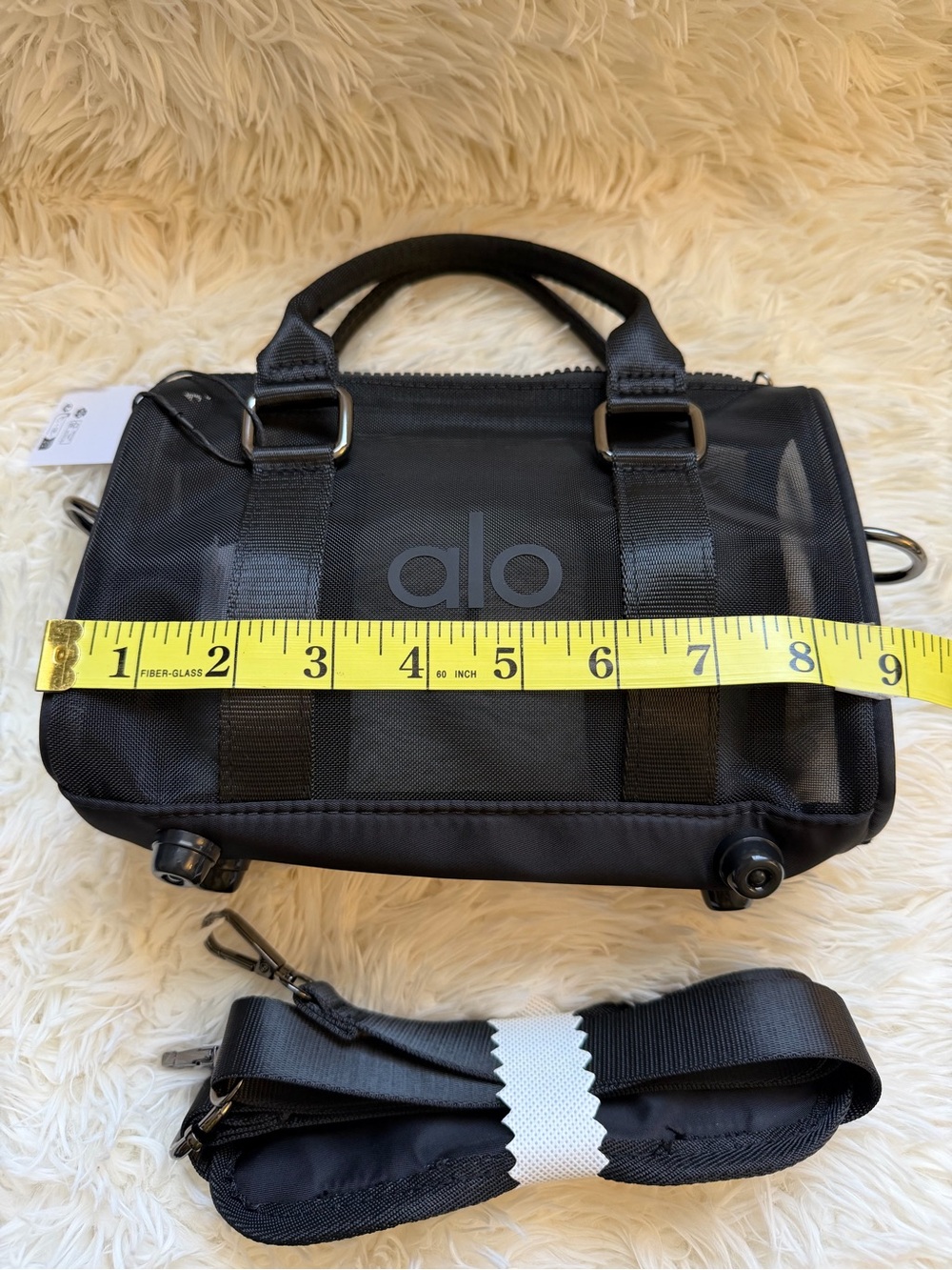 ALO Yoga Mini Sheer Duffle Bag Black Mesh with Detachable Strap NEW W/ DEFECT - Picture 10 of 10